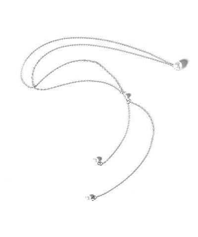 Sexy The Bikini Back Necklace Pearl Backdrop Necklace Body Chain for Women and Girls Bridal Jewelry Silver $5.81 Body Jewelry