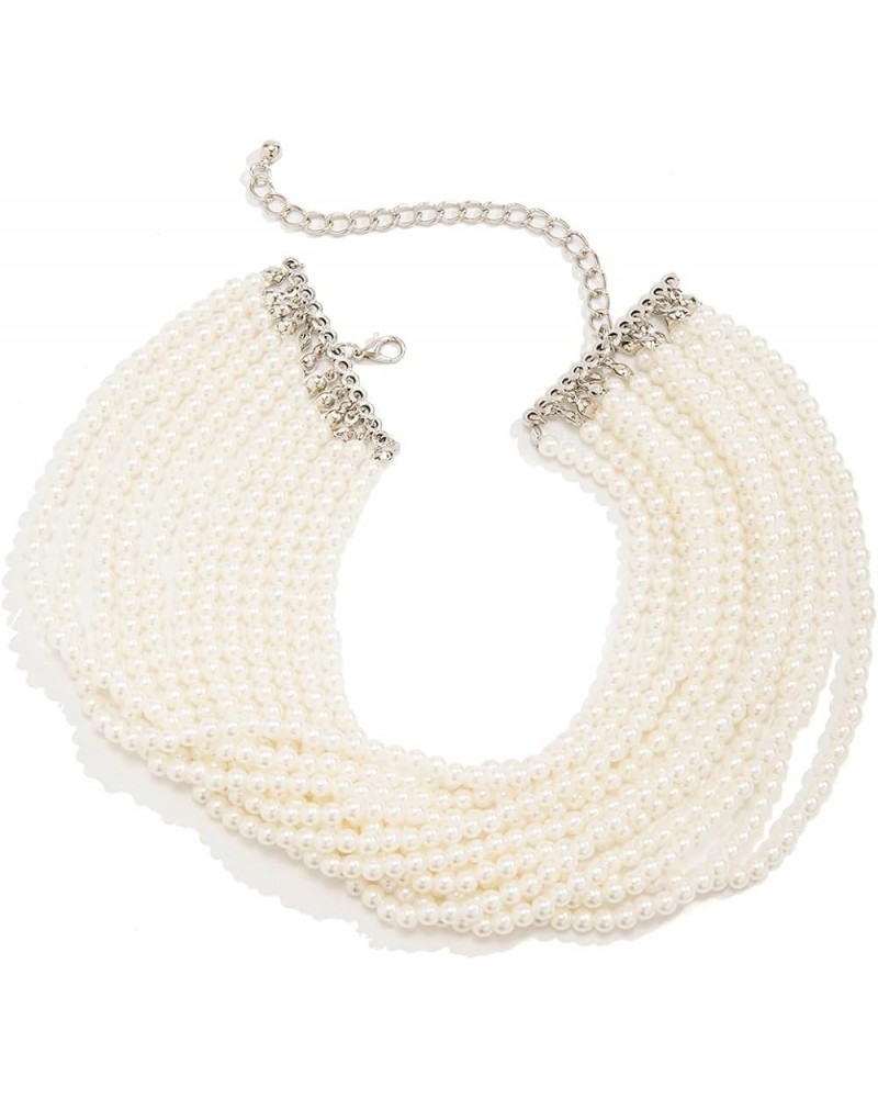 Big Pearl Necklace Round Pearl Jewelry Necklace Chunky Multi layered Choker Necklace for Women Girls Small pearl $9.03 Necklaces