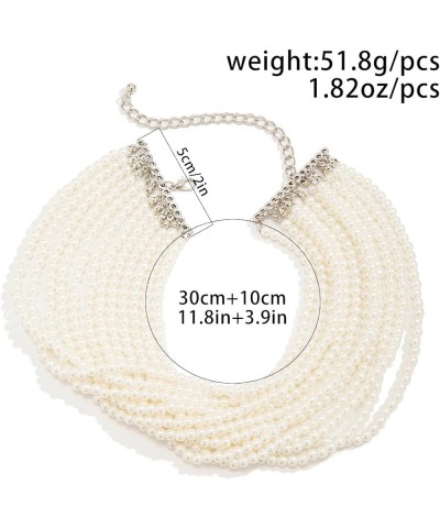 Big Pearl Necklace Round Pearl Jewelry Necklace Chunky Multi layered Choker Necklace for Women Girls Small pearl $9.03 Necklaces