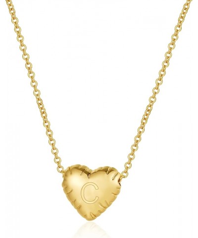 Bubble Heart Initial Necklace, 14k Gold Tiny Balloon Letter Chain Jewelry Gift for Women Girls Gold-C $8.84 Necklaces