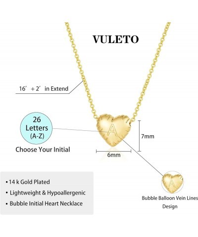 Bubble Heart Initial Necklace, 14k Gold Tiny Balloon Letter Chain Jewelry Gift for Women Girls Gold-C $8.84 Necklaces