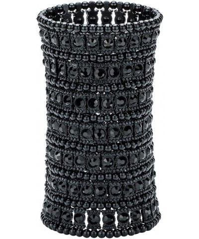 Womens Ballroom Rhinestone Stretch Cuff Bracelets Fit Wrist Circumference From 6.5" to 7.8" - Lead & Nickle Free Black Metal ...