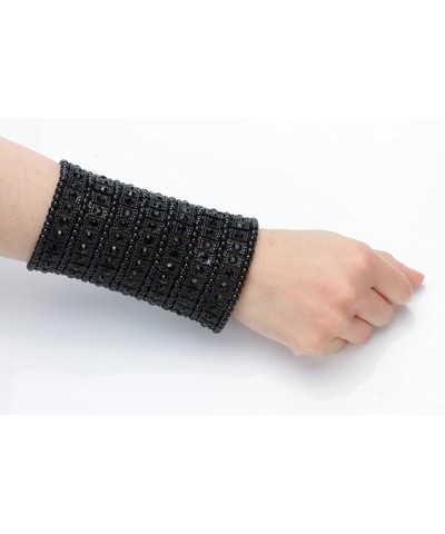 Womens Ballroom Rhinestone Stretch Cuff Bracelets Fit Wrist Circumference From 6.5" to 7.8" - Lead & Nickle Free Black Metal ...