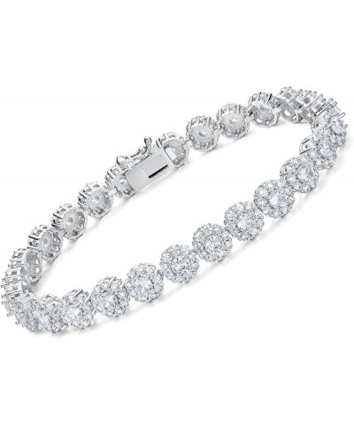 18K Yellow Gold/White Gold Plated Halo Bracelet Classic Hypoallergenic 3.5mm Cubic Zirconia Tennis Bracelet for Women 6.5-8.5...