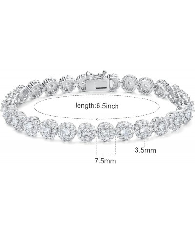 18K Yellow Gold/White Gold Plated Halo Bracelet Classic Hypoallergenic 3.5mm Cubic Zirconia Tennis Bracelet for Women 6.5-8.5...