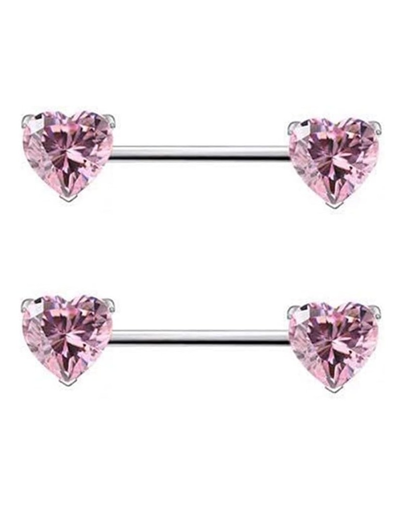 14G Minimalist Heart Nipple Rings Stainless Steel Love Hearts Nipplerings Straight Tongue Rings Barbell Bar Piercing Body Jew...