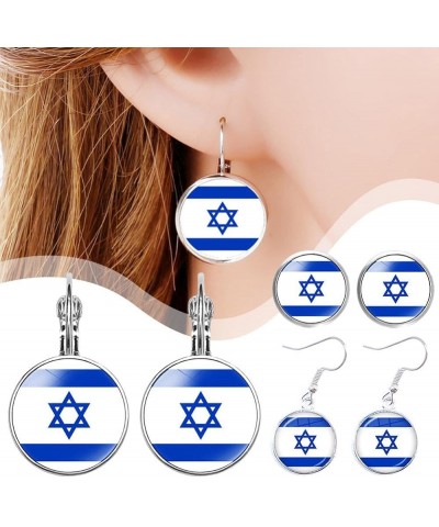 Israeli Flag Earrings, I Stand With Israel Support Israel Dangle Earrings,Stainless Steel Flag of Israel Stud Earrings,Jewish...