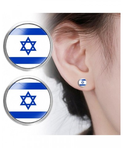 Israeli Flag Earrings, I Stand With Israel Support Israel Dangle Earrings,Stainless Steel Flag of Israel Stud Earrings,Jewish...