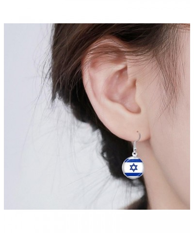 Israeli Flag Earrings, I Stand With Israel Support Israel Dangle Earrings,Stainless Steel Flag of Israel Stud Earrings,Jewish...