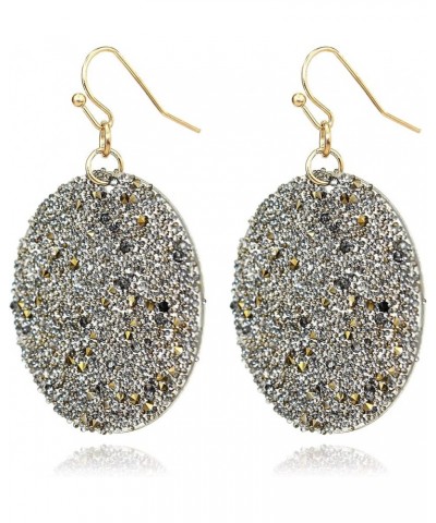 Lightweight Glitter Sparkle Disc Circle Dangle Drop Earrings for Women Black Diamond $10.20 Earrings