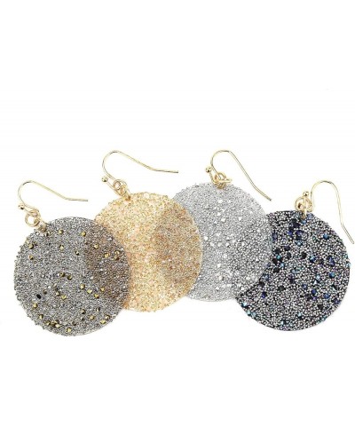 Lightweight Glitter Sparkle Disc Circle Dangle Drop Earrings for Women Black Diamond $10.20 Earrings