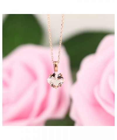 14k Rose Gold Morganite Pendant Necklace, 18 6x6mm Cushion Morganite $90.09 Necklaces