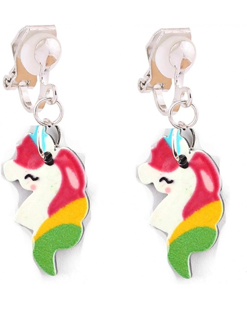 Fashion Cute Unicorn Shape Clip on Earrings Charm Jewelry Accessory Unicorn Clip-on 6 $8.07 Earrings