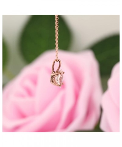 14k Rose Gold Morganite Pendant Necklace, 18 6x6mm Cushion Morganite $90.09 Necklaces