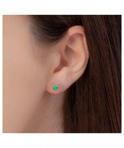 Round Shape Genuine Emerald Stud Earrings 14K Gold Earrings for Women/Platinum Earrings Grade-AA | 1.00ct Platinum $1.00 Earr...