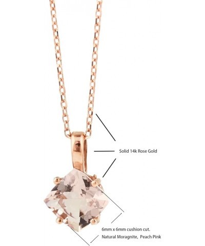 14k Rose Gold Morganite Pendant Necklace, 18 6x6mm Cushion Morganite $90.09 Necklaces