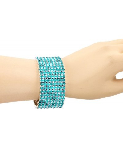 Rhinestone Crystal Stretch Bracelet Sparkle Wedding Bridal Aqua-blue 8 Rows $7.65 Bracelets