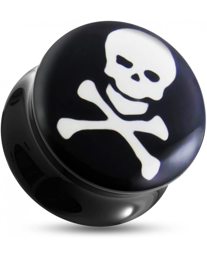 Danger SKULL Logo Black UV Double Flared Ear Plug - Sold by Piece 22.0 Millimeters $8.84 Body Jewelry