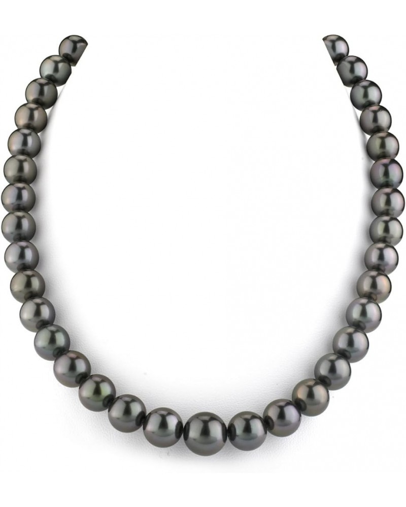 14K Gold AAAA Quality GLA Certified Round Genuine Black Tahitian South Sea Cultured Pearl Necklace in 18" Princess Length for...