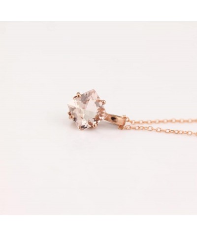 14k Rose Gold Morganite Pendant Necklace, 18 6x6mm Cushion Morganite $90.09 Necklaces