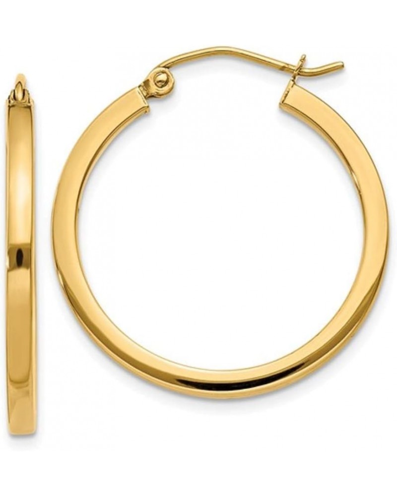 14k Gold Square-Tubed Hoop Earrings (2mm Thick) 25mm - Yellow Gold $159.73 Earrings