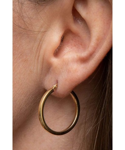 14k Gold Square-Tubed Hoop Earrings (2mm Thick) 25mm - Yellow Gold $159.73 Earrings