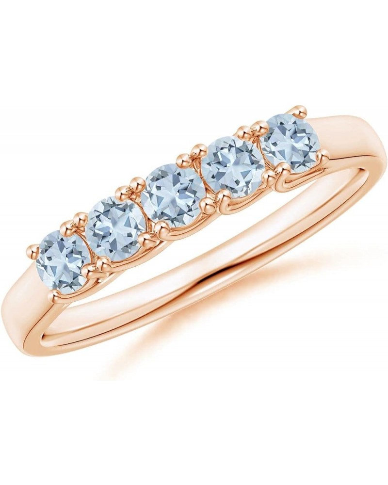 Half Eternity Five Stone Aquamarine Wedding Band (2.8mm Aquamarine) Rose Gold $114.30 Bracelets