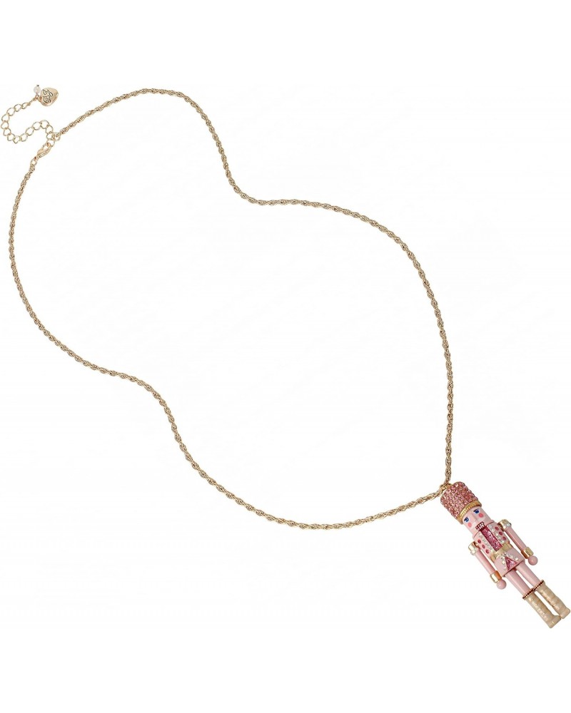 womens Nutcracker Pendant Long Necklace,Pink,373168GLD650 $26.25 Necklaces