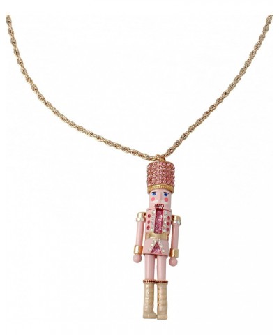 womens Nutcracker Pendant Long Necklace,Pink,373168GLD650 $26.25 Necklaces