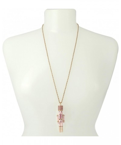 womens Nutcracker Pendant Long Necklace,Pink,373168GLD650 $26.25 Necklaces