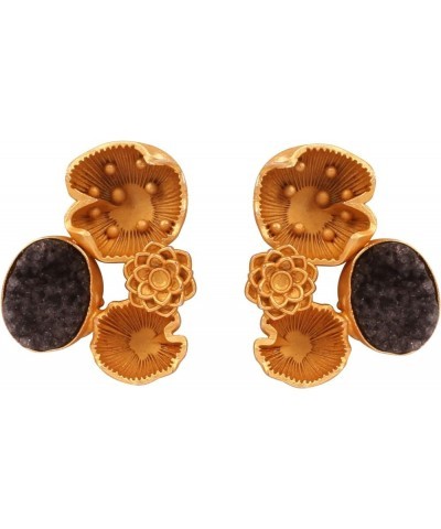 Indian Bollywood Artistic large stud designer Earrings jewelry in Gold or Silver Tone For Women. DJ93 Black $11.59 Earrings