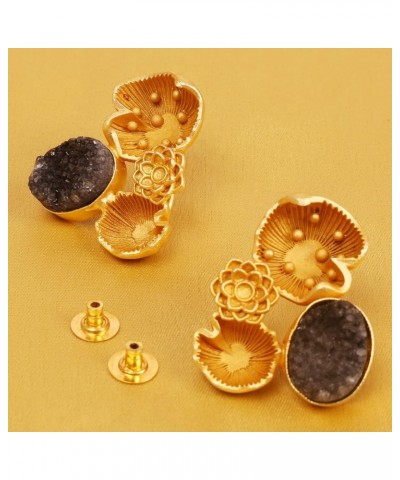 Indian Bollywood Artistic large stud designer Earrings jewelry in Gold or Silver Tone For Women. DJ93 Black $11.59 Earrings