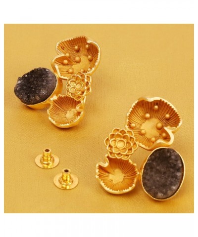 Indian Bollywood Artistic large stud designer Earrings jewelry in Gold or Silver Tone For Women. DJ93 Black $11.59 Earrings