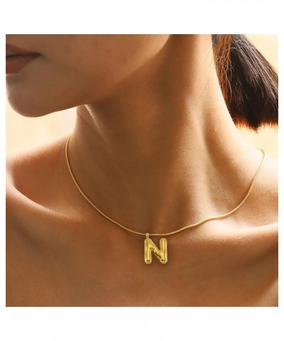 Bubble Letter Necklace Balloon Initial Necklaces for Women Girls Dainty Alphabet Pendant 18K Gold Plated Dainty Balloon Bubbl...