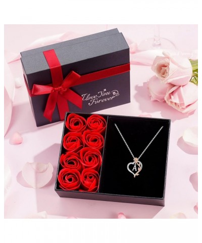 Rose Heart Necklaces for Women Girls - Heart Initial Pendant Necklaces for Women Teen Girls Jewelry Christmas Valentines Anni...