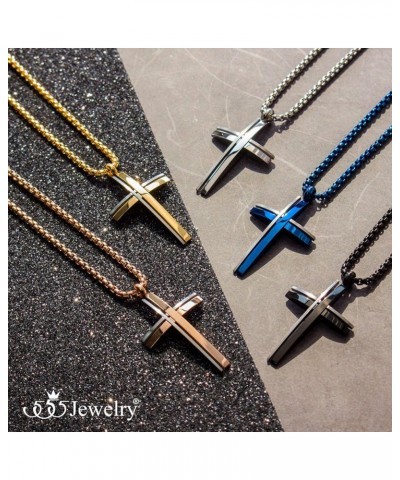 Grooved Stainless Steel Cross Necklace for Men and Women 16-24" Chain Silver & Rose Gold 16.0 Inches $11.79 Necklaces