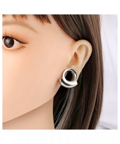 2 PCS Cool Meteorite Ear Saddle Plugs Tunnels Gauges for Women & Mens - Stainless Steel 316L Ear Piercing Expander Body Earri...