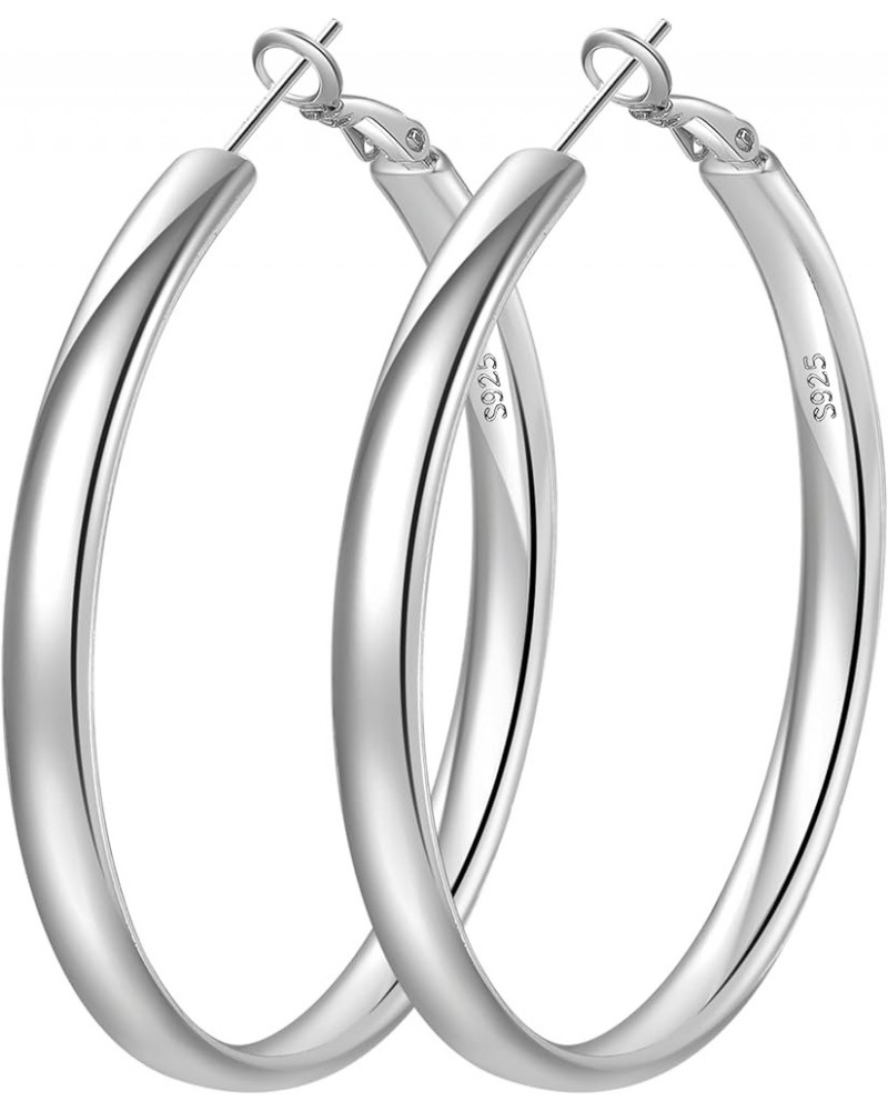 Sterling Silver Hoop Earrings for Women Hypoallergenic Large Silver Hoop Earrings Lightweight Thick Silver Hoop Earrings 5MM ...