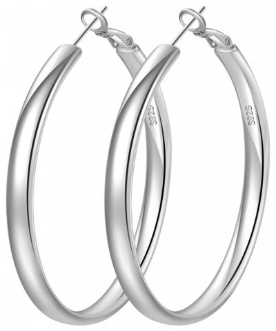 Sterling Silver Hoop Earrings for Women Hypoallergenic Large Silver Hoop Earrings Lightweight Thick Silver Hoop Earrings 5MM ...