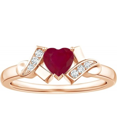 6 MM Heart Cut Ruby Natural Gemstone 925 Sterling Silver Women's Statement Ring (Available in Size 4 to 13) Rose $20.25 Rings