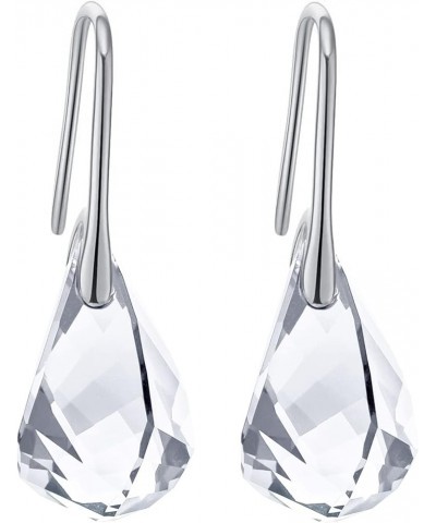 Crystal Teardrop Earrings S925 Sterling Silver Dangle Earrings Gold Plated Earrings for Women Silver+White $15.40 Earrings