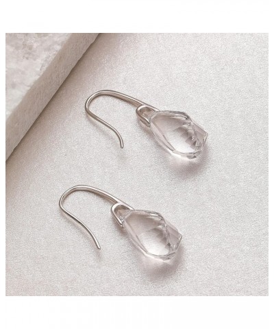 Crystal Teardrop Earrings S925 Sterling Silver Dangle Earrings Gold Plated Earrings for Women Silver+White $15.40 Earrings