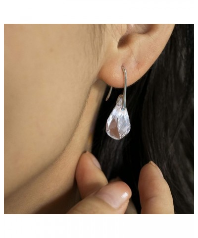 Crystal Teardrop Earrings S925 Sterling Silver Dangle Earrings Gold Plated Earrings for Women Silver+White $15.40 Earrings