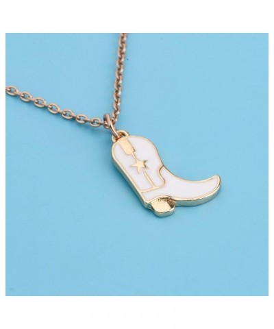 Cowgirl Boot Necklace Horse Lovers Gifts Equestrian Gifts for Horse Rider Owners Gifts Cowgirl Jewelry for Girls Women White ...