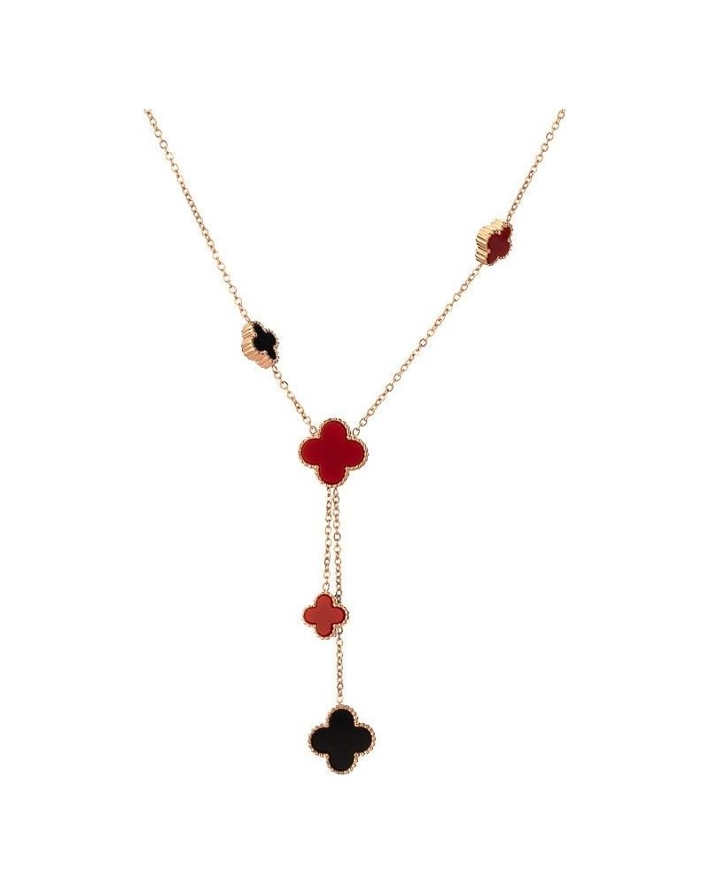 Europe and the United States net red fashion titanium steel four-leaf clover necklace female niche light luxury 18k stainless...