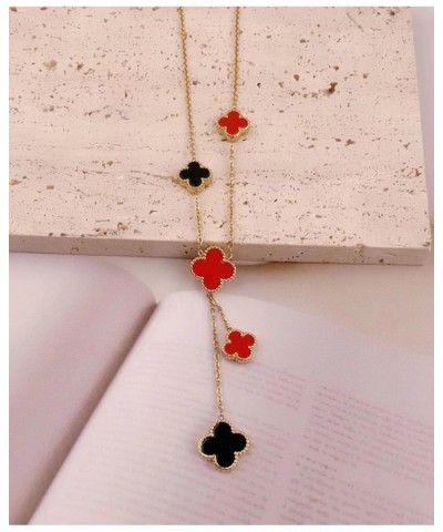 Europe and the United States net red fashion titanium steel four-leaf clover necklace female niche light luxury 18k stainless...