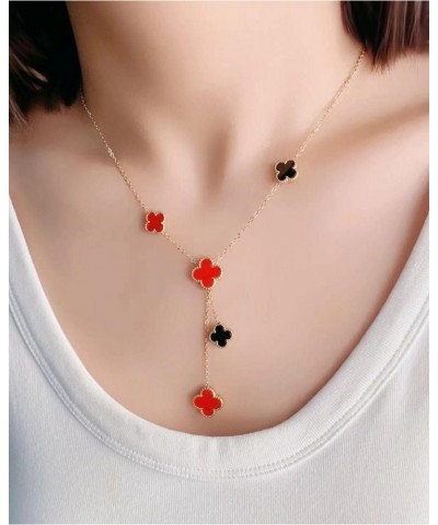 Europe and the United States net red fashion titanium steel four-leaf clover necklace female niche light luxury 18k stainless...