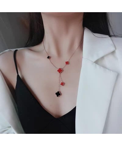 Europe and the United States net red fashion titanium steel four-leaf clover necklace female niche light luxury 18k stainless...