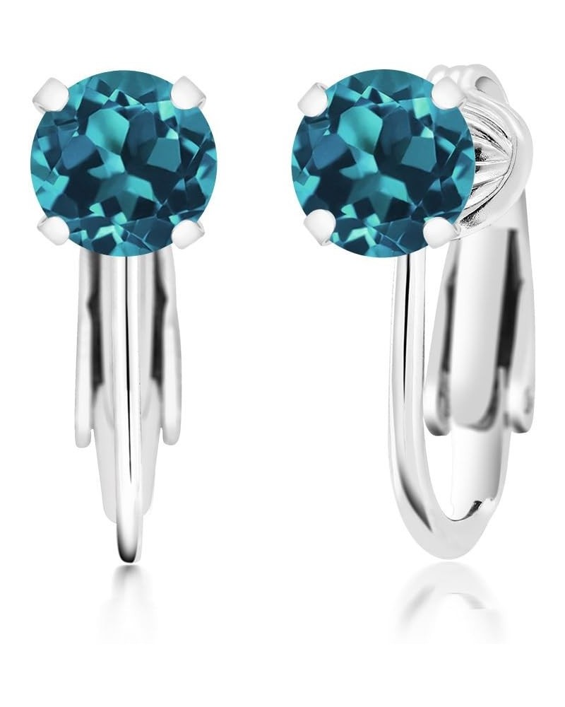 925 Sterling Silver London Blue Topaz Earrings For Women (1.50 Cttw, Gemstone Birthstone, Round 6MM) $32.00 Earrings