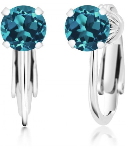 925 Sterling Silver London Blue Topaz Earrings For Women (1.50 Cttw, Gemstone Birthstone, Round 6MM) $32.00 Earrings